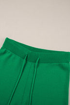Contrast Trim Top and Drawstring Pants Set