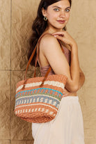 Wallets, Handbags & Accessories Fame By The Sand Straw Braided Striped Tote Bag