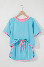 Colorblock Short Sleeve T-Shirt and Skort Set