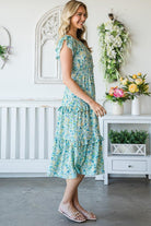Women's Dresses Reborn J Floral Ruffle Trim Tiered Midi Dress