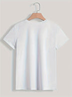 White women's 90s Paris graphic t shirt for casual outings