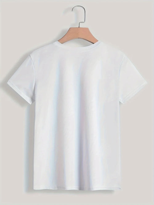White women's 90s Paris graphic t shirt for casual outings