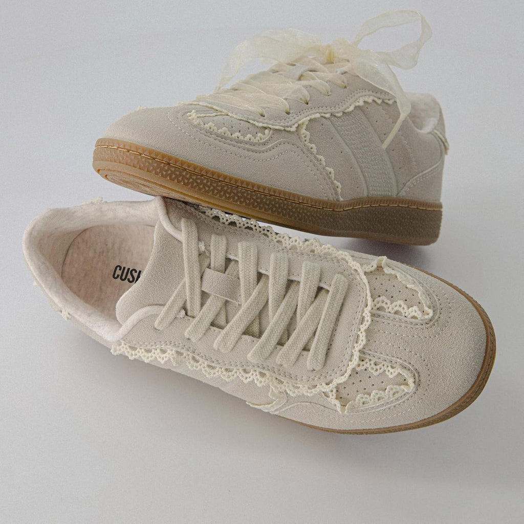 Women's Lace Detail Sneakers with Ribbon Laces & Cushioned Insole
