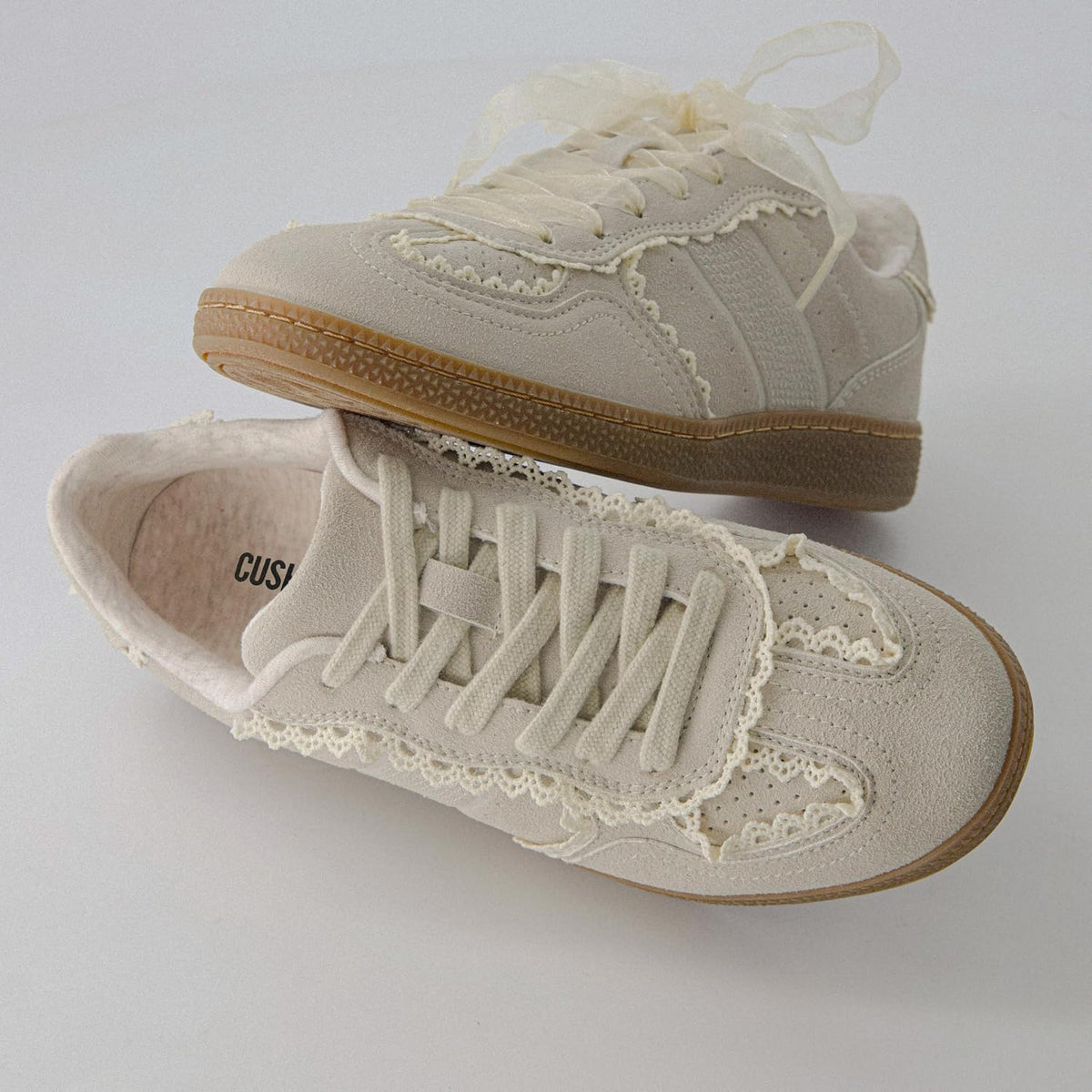 Women's Lace Detail Sneakers with Ribbon Laces & Cushioned Insole