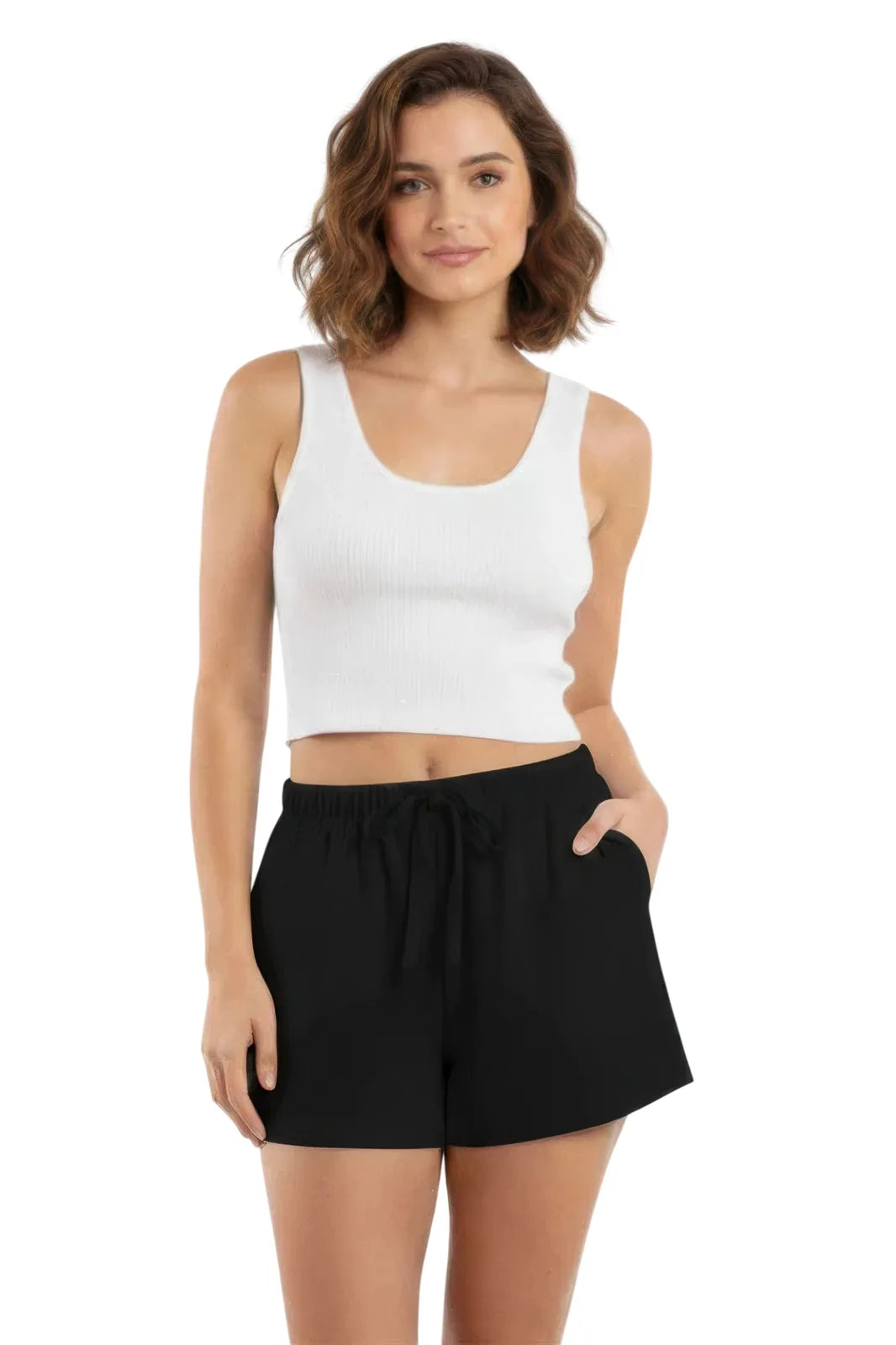 Essential Cotton Comfort Shorts - Natural Cream - white background