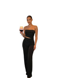 Modern Jumpsuit,ruched Bandeau-style - white background