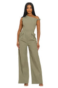 Chic Poise One-shoulder Jumpsuit - white background