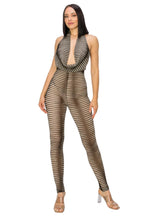 Cowl Neck Knit Mesh Jumpsuit - white background
