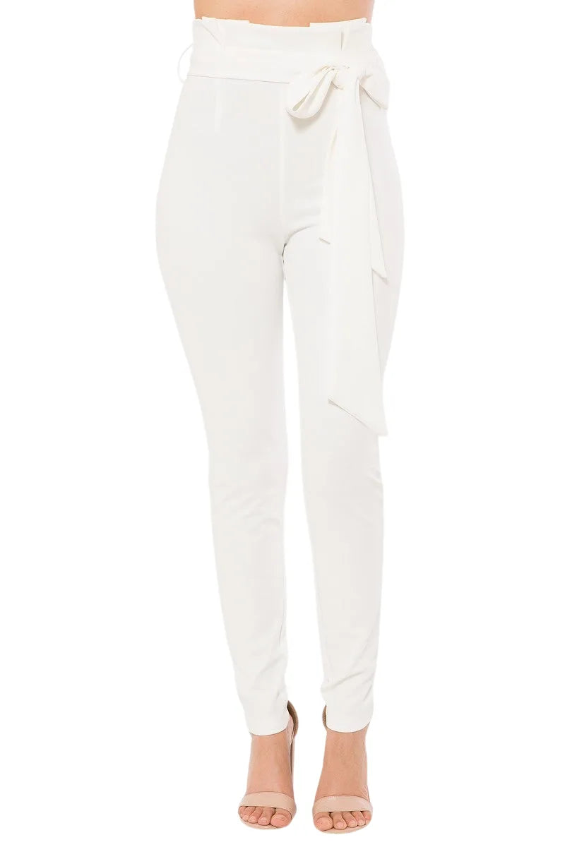 Women's Skinny Pants Jeans with Tie Waist Detail
