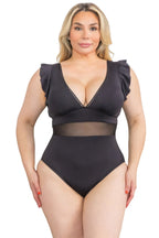 Plus Size Swimwear Swimsuit for Women with Ruffle Detail