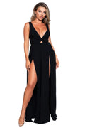 Women's Black Swimwear and Maxi Dress with Slits