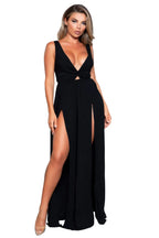 Women's Black Swimwear and Maxi Dress with Slits