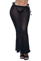 Women's Sheer Black Cover Up for the Beach - Black - white background