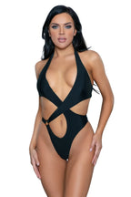 Women's Red Cut-Out One-Piece Swimwear - michael b jordan