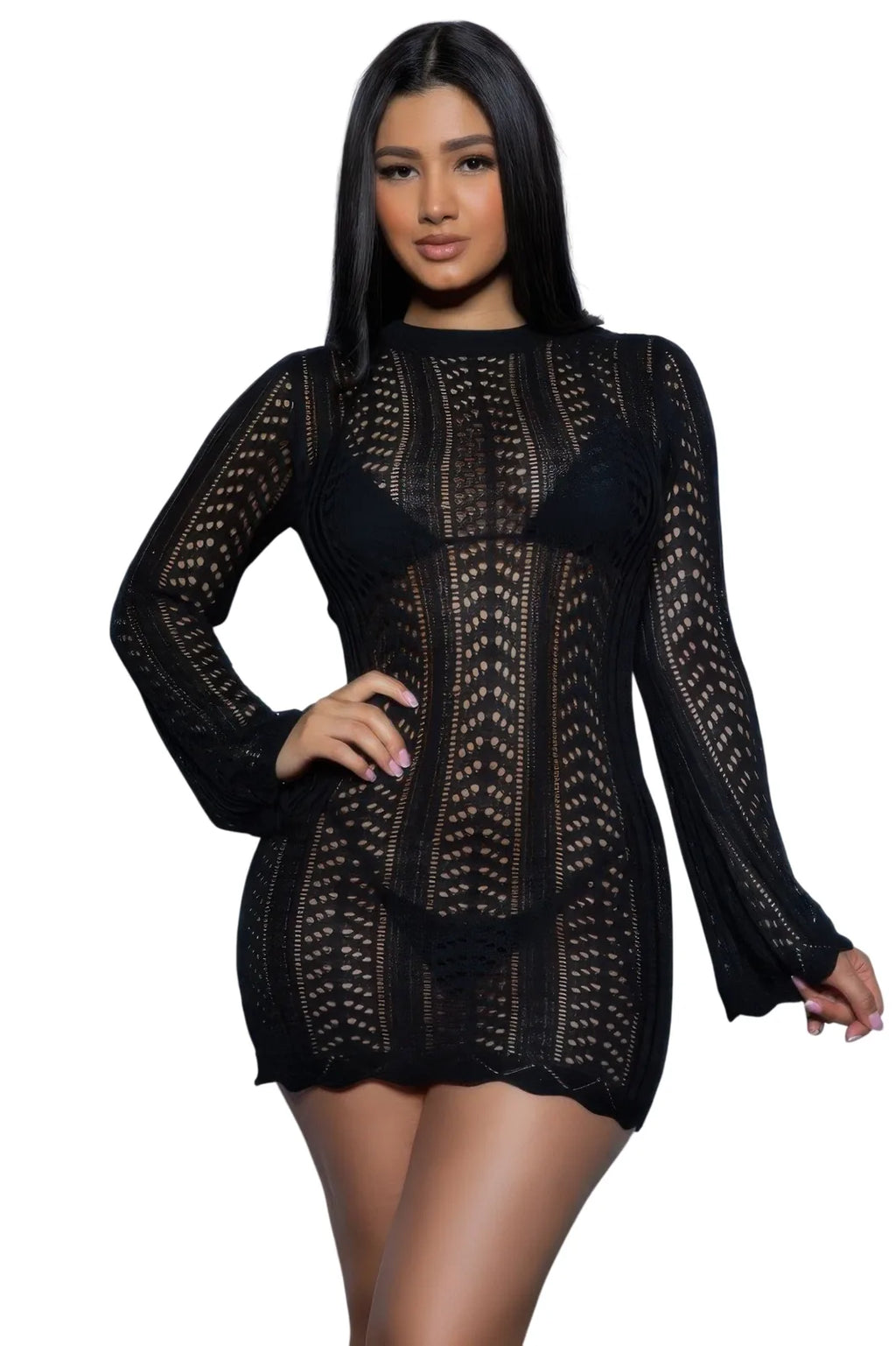 Women's Dress Mini Dress for Beach Vacation Style - Black - white background