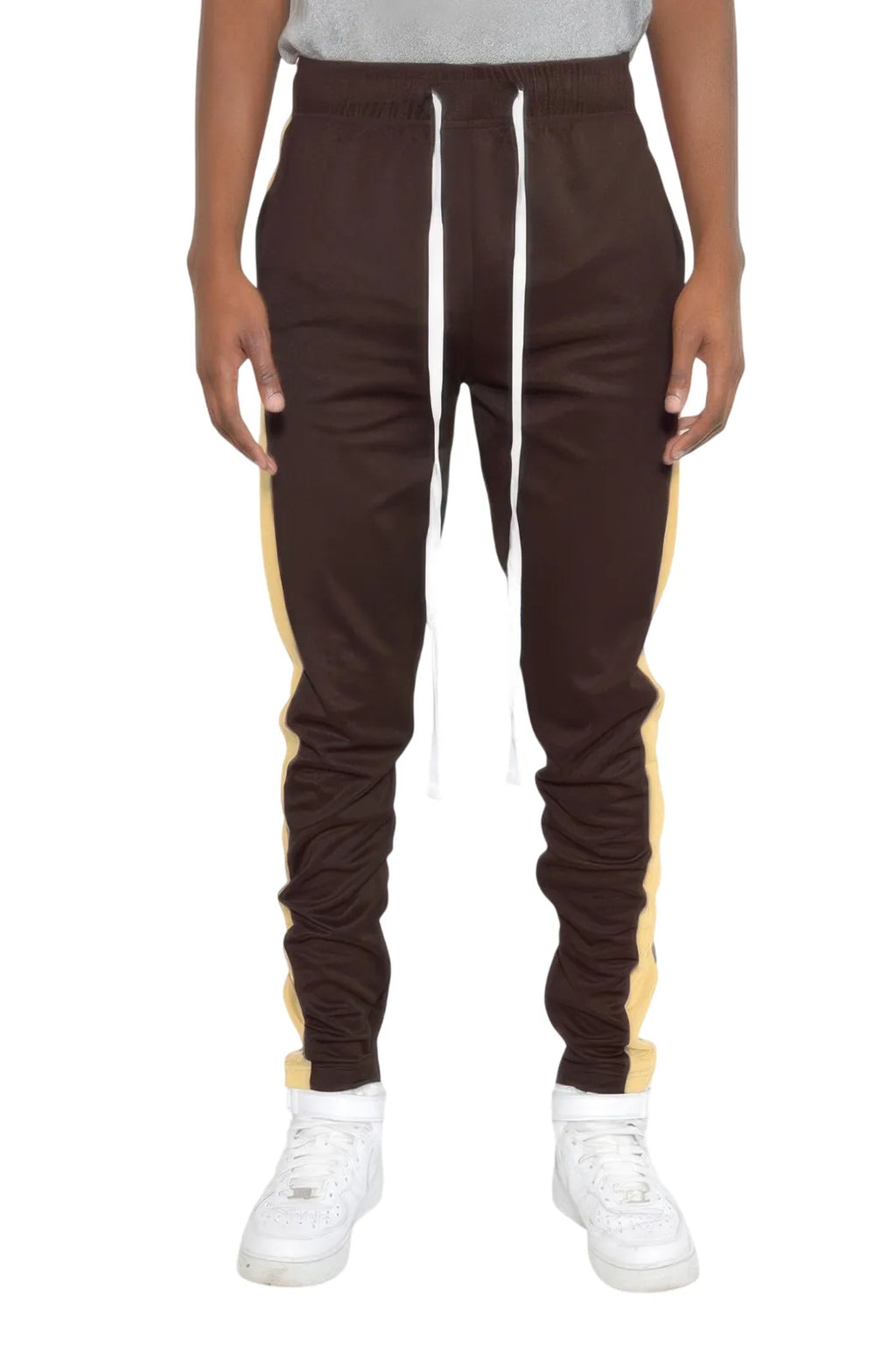 Men's Track Pant with Stylish Side Stripes - white background