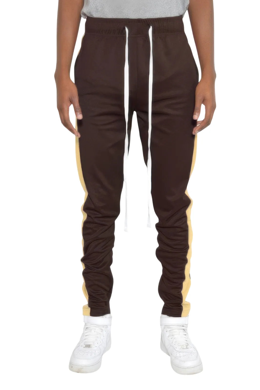Men's Track Pant with Stylish Side Stripes - white background