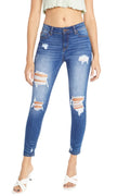 Destructed Ankle Skinny Jeans - Medium - white background