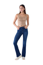 High Rise 5-Pocket Bootcut Jeans - DARK - white background