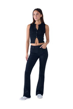High Rise 5-Pocket Bootcut Jeans - BLACK - white background
