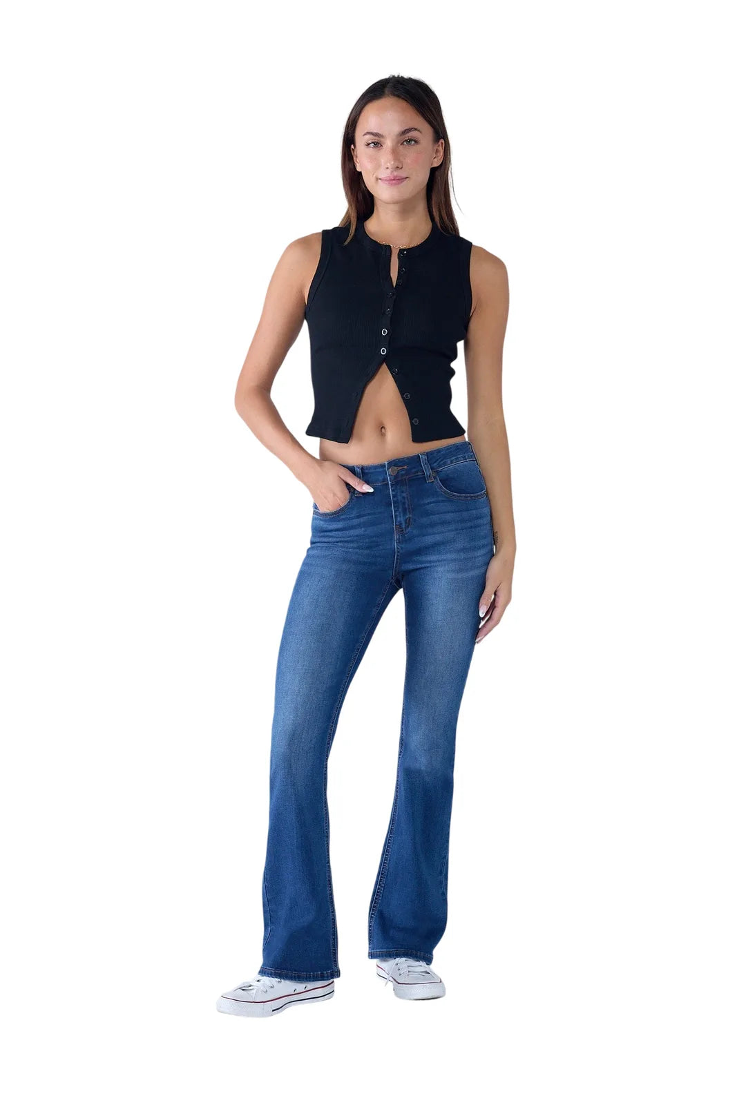High Rise 5-Pocket Bootcut Jeans - MEDIUM - white background