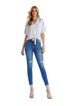 High Rise Destructed Skinny Jeans - Medium - white background