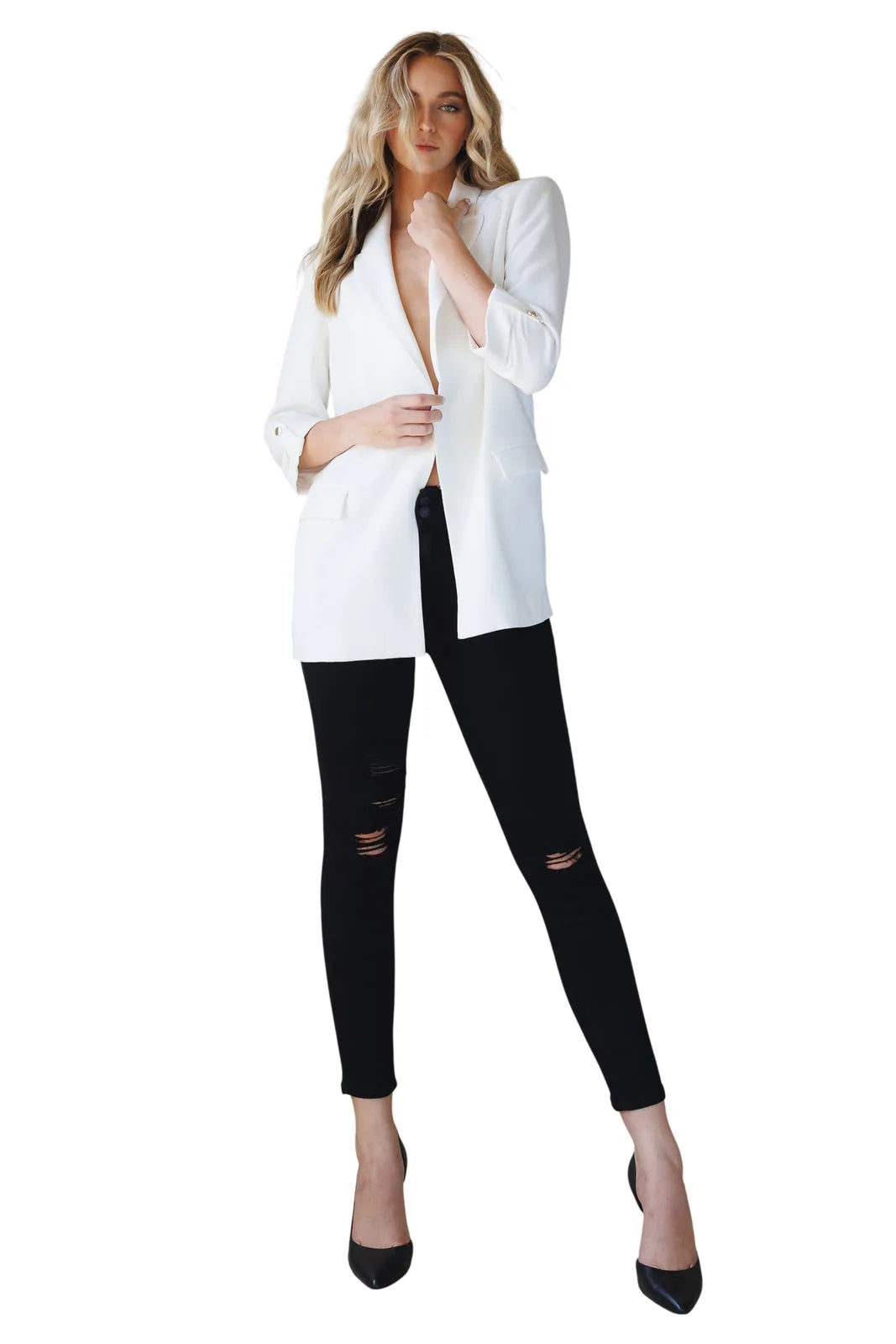 High Rise Destructed Skinny Jeans