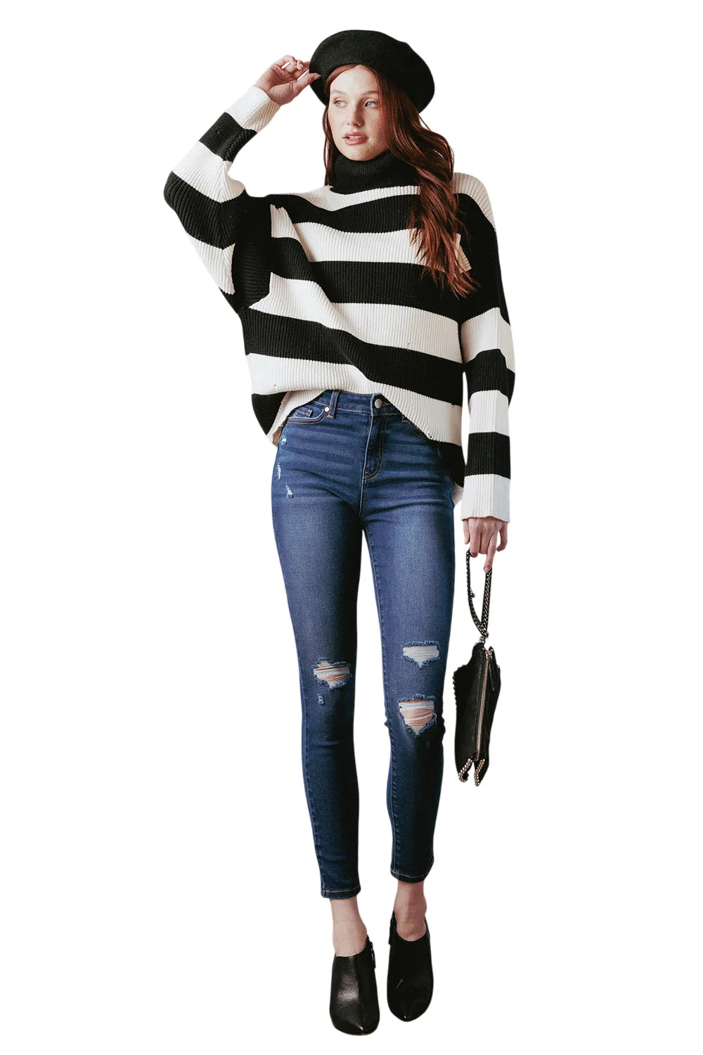 High Rise Destructed Skinny Jeans