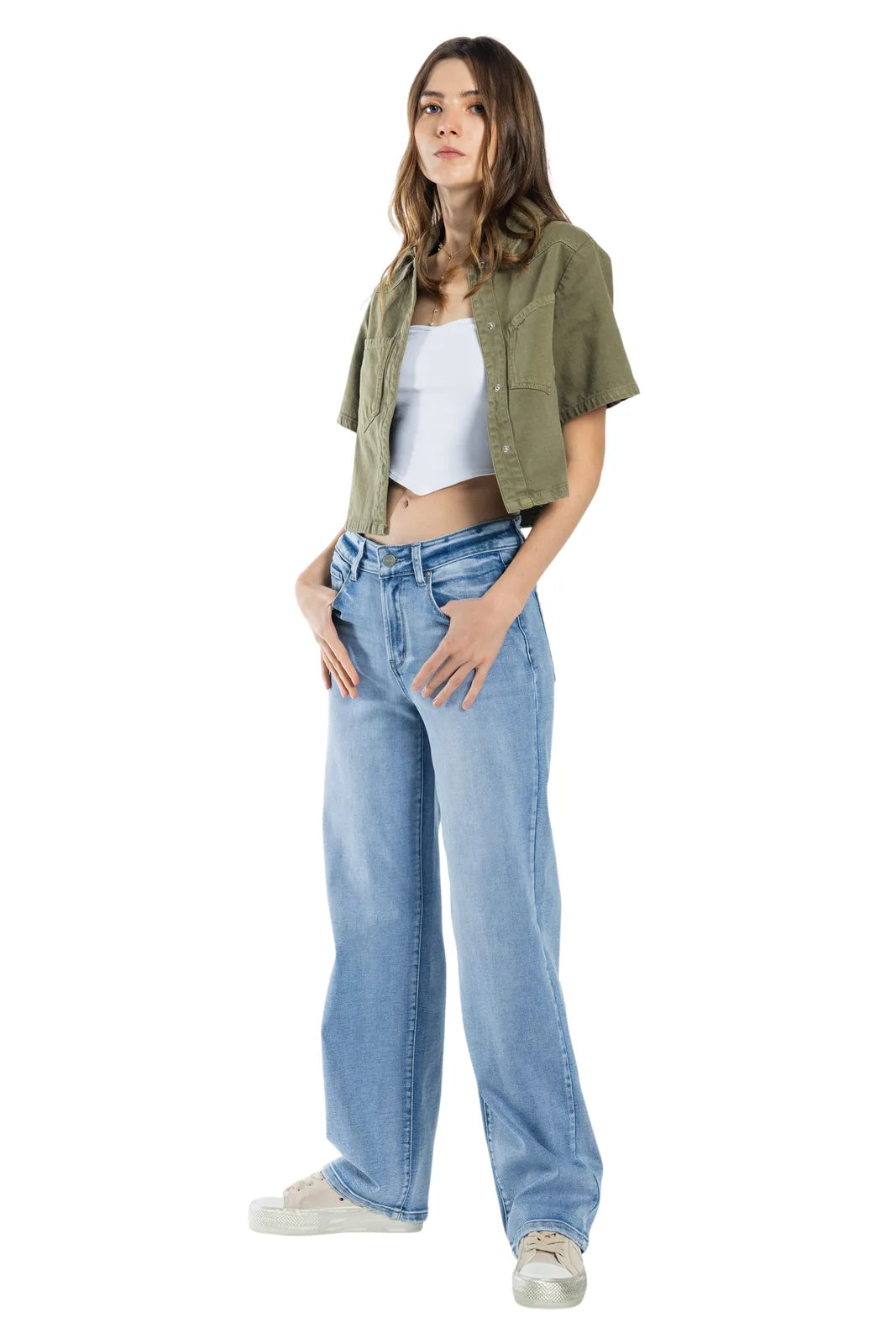 Mid Waist Loose Straight Jeans