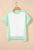 Colorblock Exposed Seam Crew Neck T-Shirt