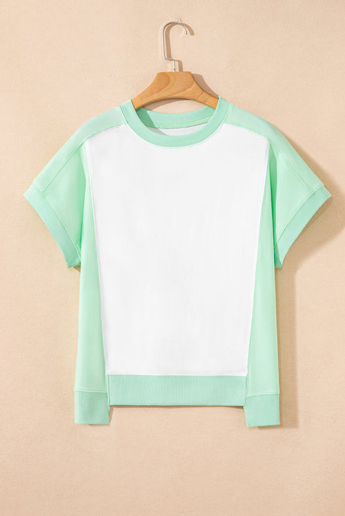 Colorblock Exposed Seam Crew Neck T-Shirt