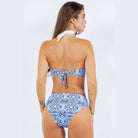 Two Piece Floral Prints Criss Cross Halter Bikini - VacationGrabs
