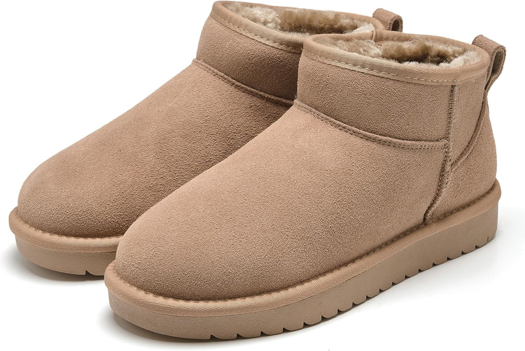Women's Genuine Leather Ankle Boots with Faux Fur Lining