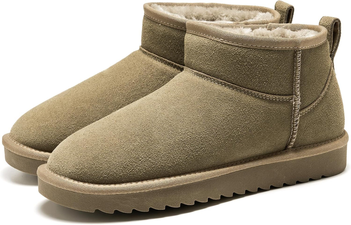 Women's Genuine Leather Ankle Boots with Faux Fur Lining