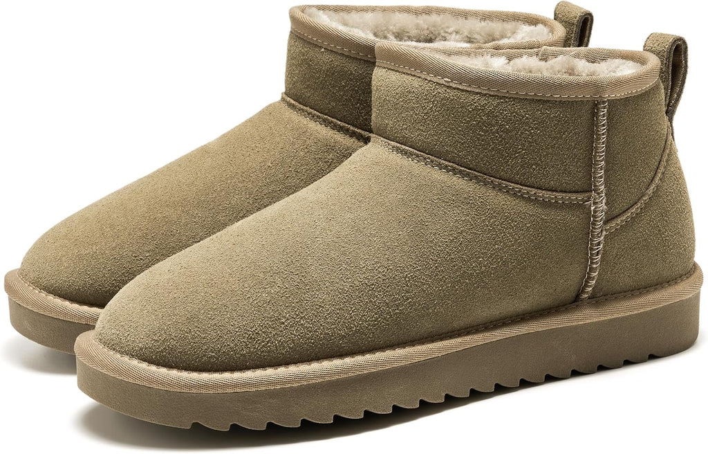 Women's Genuine Leather Ankle Boots with Faux Fur Lining