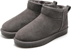 Women's Genuine Leather Ankle Boots with Faux Fur Lining