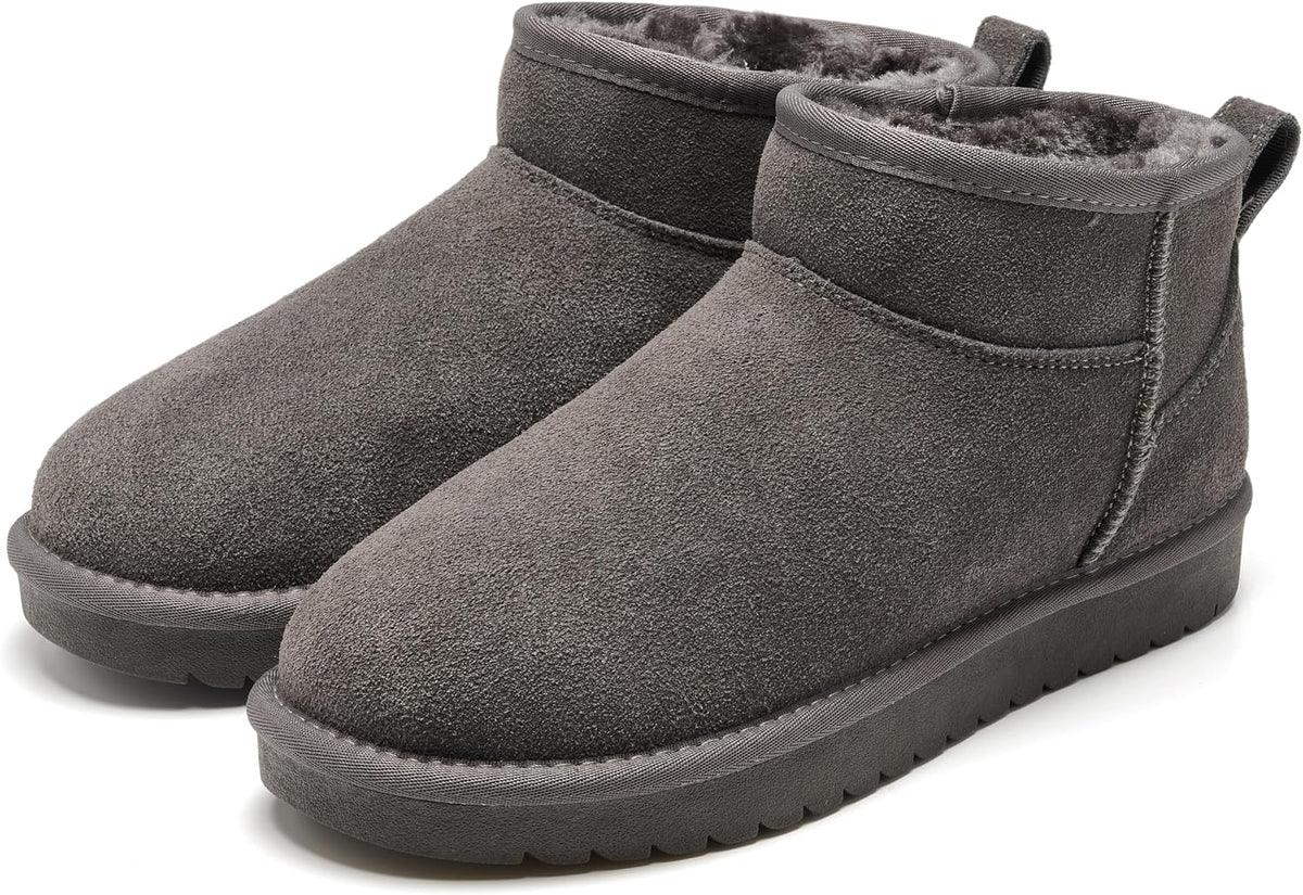 Women's Genuine Leather Ankle Boots with Faux Fur Lining