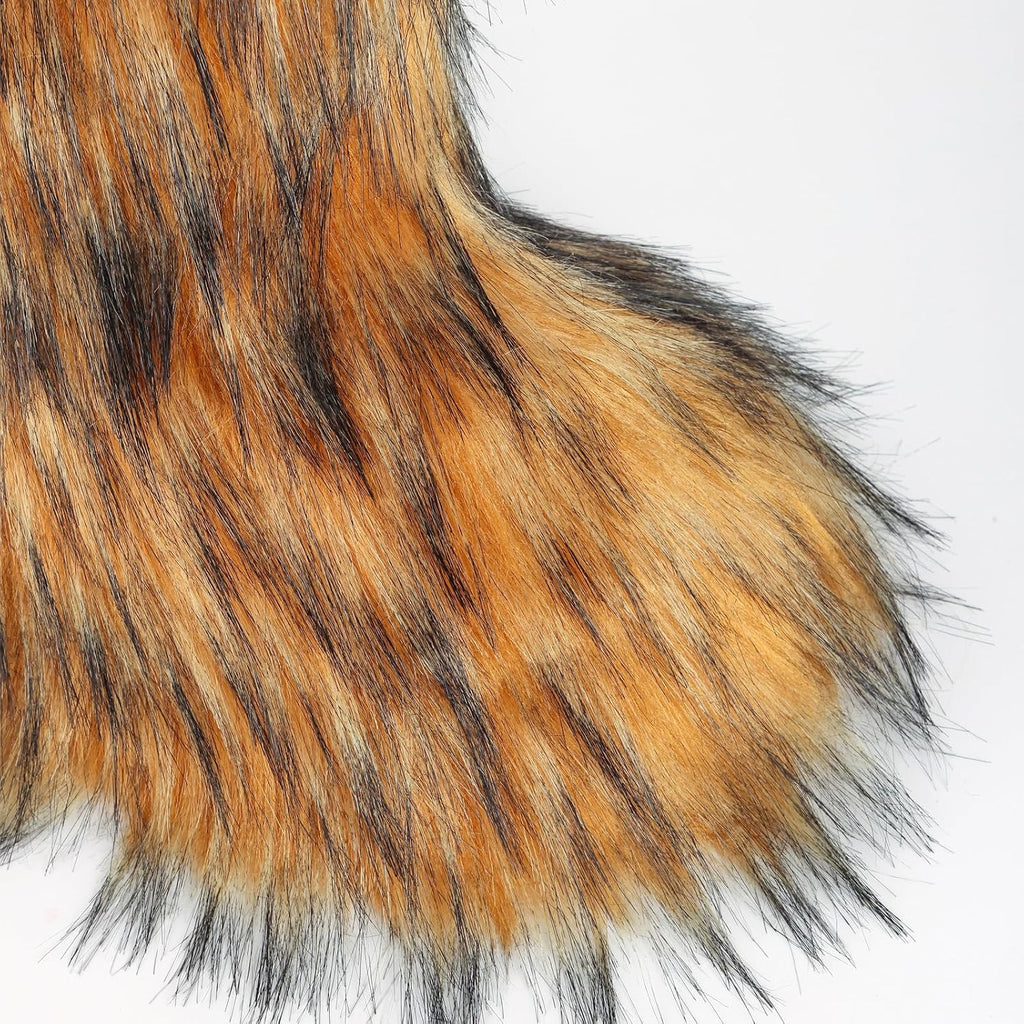 Women's Knee-High Faux Fur Snow Boots, Flat Heel