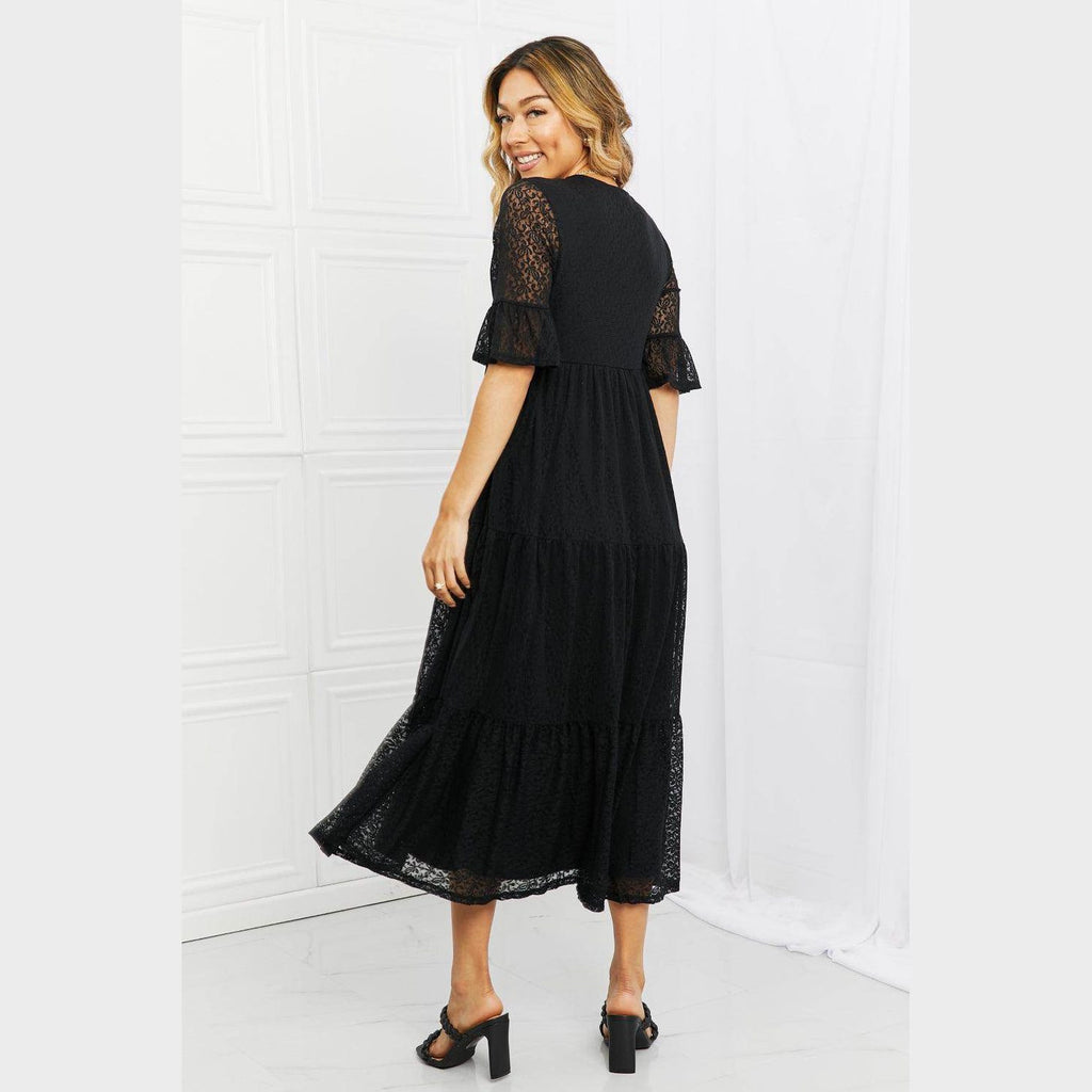 Lovely Lace Black Tiered Dress - VacationGrabs