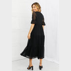 Lovely Lace Black Tiered Dress - VacationGrabs