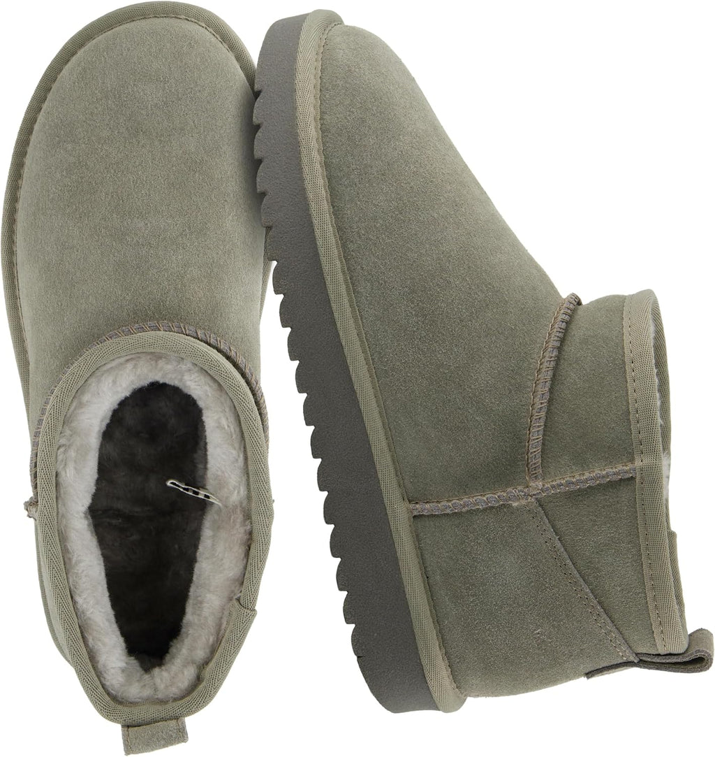Women's Suede Ankle Boots with Faux Fur Lining & Memory Foam