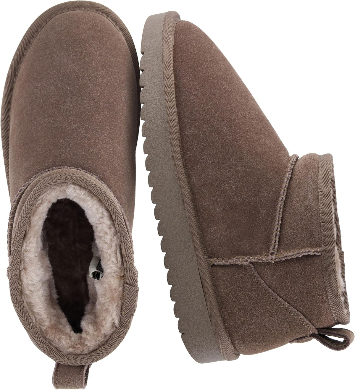 Women's Suede Ankle Boots with Faux Fur Lining & Memory Foam