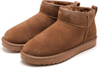 Women's Genuine Leather Ankle Boots with Faux Fur Lining