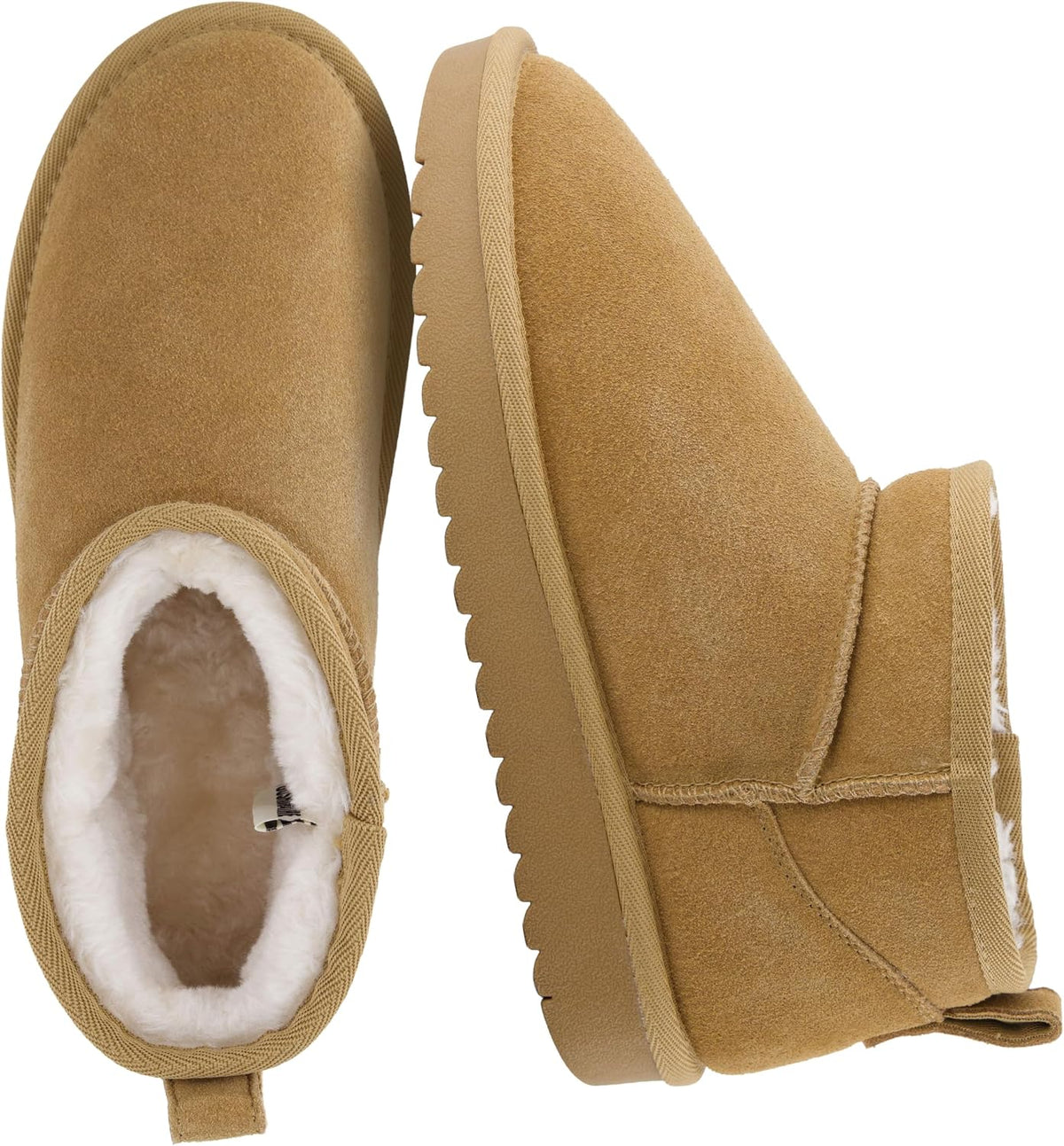 Women's Suede Ankle Boots with Faux Fur Lining & Memory Foam