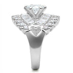 Elegant 925 silver engagement ring adorned with brilliant cut stones and heart detailing