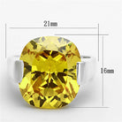 Stunning 925 silver women's ring featuring a large yellow faceted gemstone with dimensions 21mm x 16mm