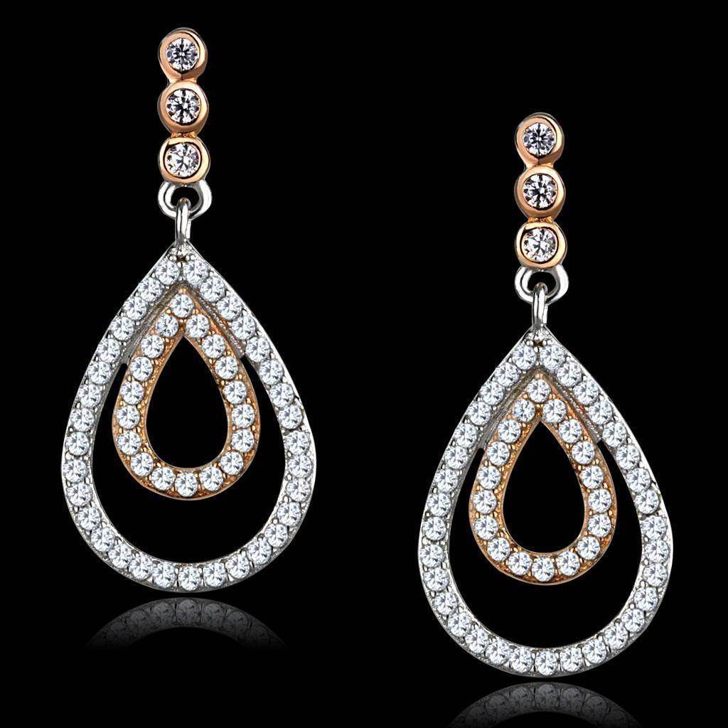 Elegant 925 sterling rhodium earrings for women featuring a teardrop design with sparkling crystals