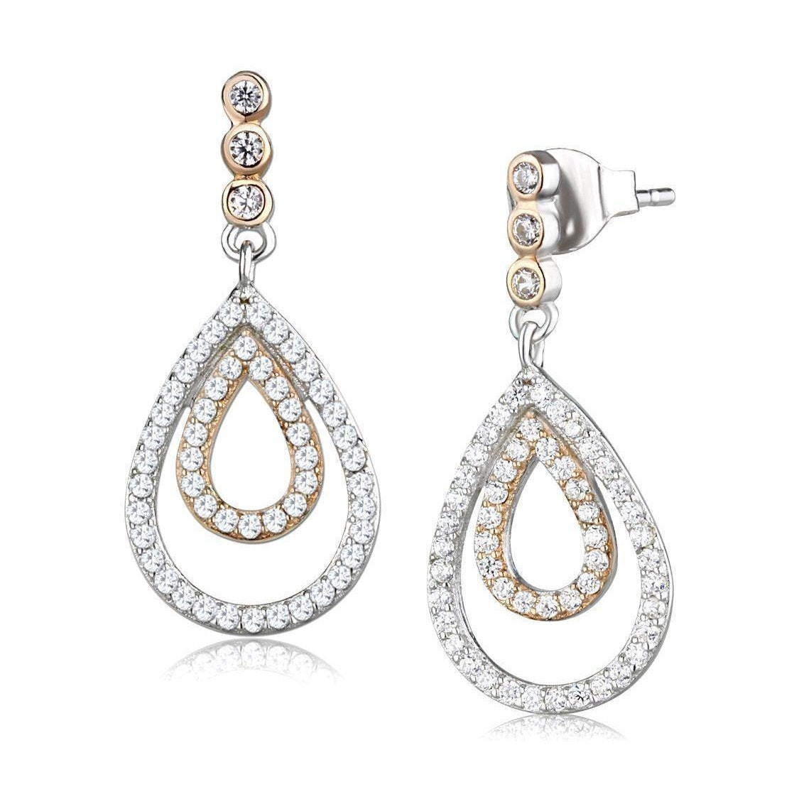 Stylish 925 sterling rhodium earrings for women featuring sparkling crystals in a teardrop design