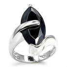 Elegant 925 sterling silver black stone ring featuring a marquise-cut black stone for a modern look