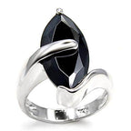Elegant 925 sterling silver black stone ring featuring a marquise-cut black stone for a modern look